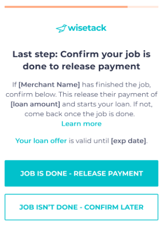 Wisetack Job Complete Release Payment